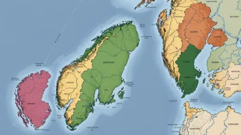 Et kart over Norge delt inn i ulike fargede soner, hver representert en unik sosial og økonomisk område.