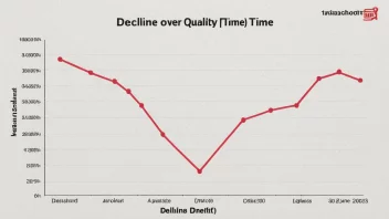 En graf som viser en nedgang i kvalitet over tid.