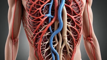 En illustrasjon av hovedtransportåra, som viser dens forbindelse til hjertet og andre vitale organer.