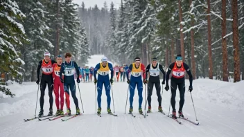 En gruppe langrennsløpere klar til å starte et stevne.