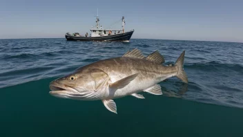 En stor torsk som svømmer i havet.