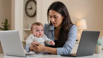 En mor som balanserer arbeid og familieansvar