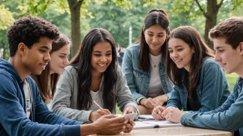 En gruppe studenter i sitt andre år på universitetet, som studerer og sosialiserer sammen.