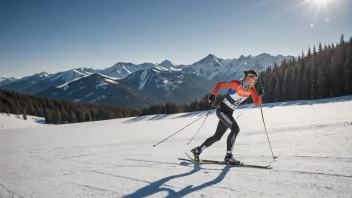 En skiskytingsutøver i aksjon, på ski og med rifle i et vinterlandskap