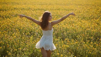 En person danser fritt i en blomstereng, symboliserer en ubekymret og frivolsk holdning.