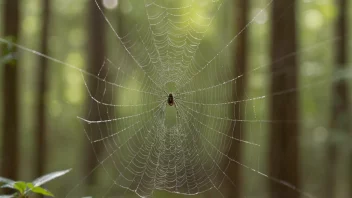 En spindel som spinner et nett i en skog.