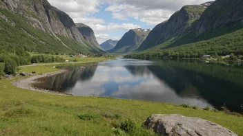 Et fredelig landskap av Grungedals i Norge.