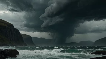 Et dramatisk og intens bilde med en stormfull bakgrunn, som illustrerer konseptet 'voldsomt' på norsk.