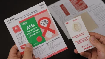 En person som holder en kondom og en brosjyre med informasjon om aidsforebygging.