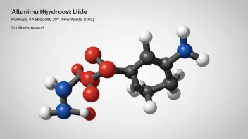 Den kjemiske strukturen til aluminiumhydroksid, et hvitt fast stoff.