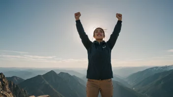 En person som står på en fjelltopp, symboliserer mot og fryktløshet.