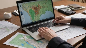 En person som analyserer et kart over et bestemt område.