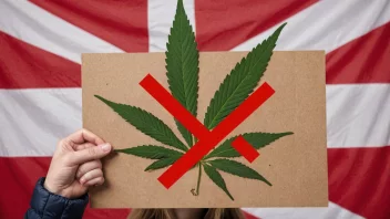 En person som protesterer mot kriminaliseringen av cannabisbruk i Norge.