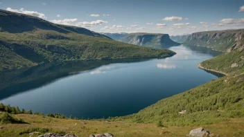 Et malerisk landskap av Åshaugen, som viser Norges naturskjønnhet.