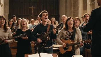 En gospelkveld med mennesker som synger og spiller musikk sammen i en kirke.