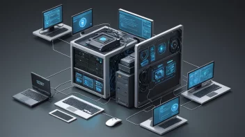 En illustrasjon av et datasystem med flere sikkerhetsfunksjoner som samarbeider for å beskytte systemet.