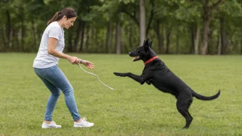 En hund og dens eier deltar i en hundeprøve.