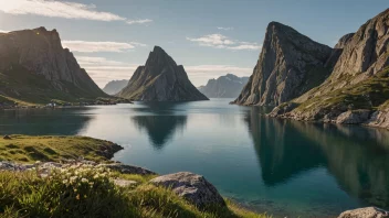 En åndeløs utsikt over Hamarøys naturskjønnhet, som viser dens unike kulturarv.