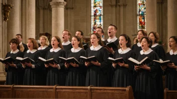 Et kirkekor synger i en vakker kirke.