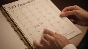 En person planlegger og organiserer reserveringer med en kalender.