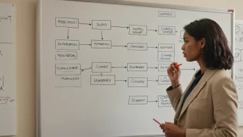 En kvinne som analyserer en flytdiagram over årsaker.