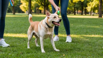 En person som trener en hund i en park