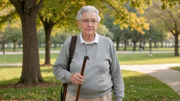 En eldre person som står i en park