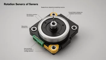 En rotasjonssensor er en enhet som måler rotasjon eller vinkel. Den består av et sensor-element, en prosesseringsenhet og en utgangsgrensesnitt.