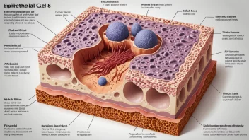 En illustrasjon av en epitelcelle, som viser dens struktur og komponenter.