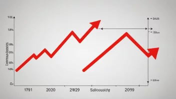 En graf som viser en økning i salget.