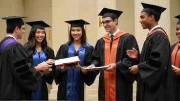 En gradseremoni hvor studenter mottar sine vitnemål.