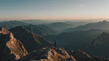 En person som står på toppen av et fjell med en fantastisk utsikt.