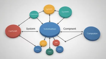 Et bilde av et system med flere sammenkoblede komponenter, med en komponent fremhevet for å representere en systemfunksjon.