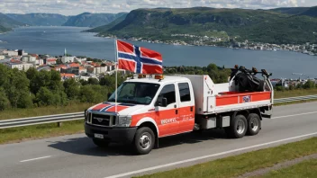 En servicevogn i en norsk omgivelse.