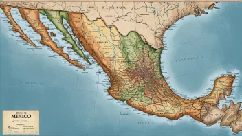 Et kart over Mexico som viser landets mangfoldige geografi og største byer.