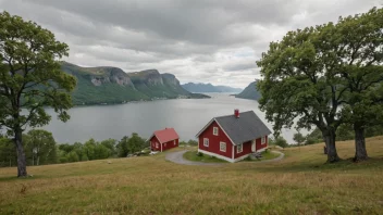 Et idyllisk landskap av et norsk område kjent for sine eiketrær.