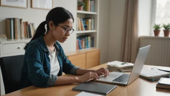 En person som søker etter utdannelse eller studier på nettet.