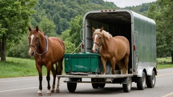 En hest som transporteres i en tilhenger.