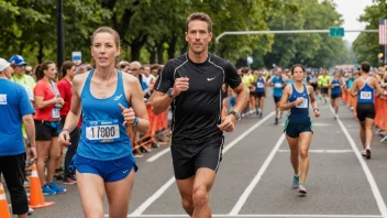 En maratontrener som hjelper en løper ved målstreken.