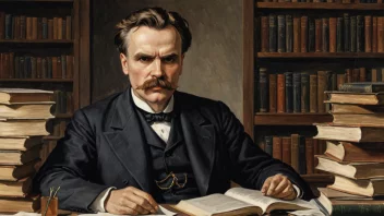 Et portrett av Friedrich Nietzsche, en tysk filosof.