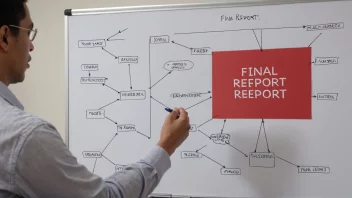 En person som holder en avslutningsrapport foran en prosjektplan