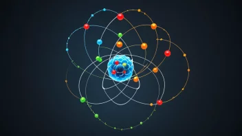 En illustrasjon av et atom med energinivåer, som viser konseptet atomtrinn som en enhet for måling av energi.