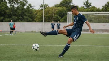 En fotballspiller tar en innkrok på fotballbanen