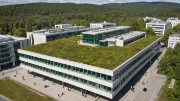 Et foto av en universitetsbygning med fokus på jordbruk og miljøstudier.