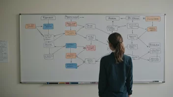 En person står foran en whiteboard med et flytdiagram, som illustrerer begrepet opsjonsregel.