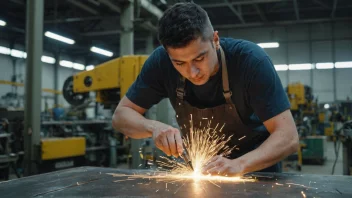 En person som arbeider med materialer på en fabrikk.