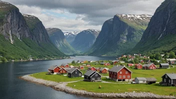 Et malerisk landskap av Sunnmøre, som viser dets unike kulturelle og geografiske trekk.