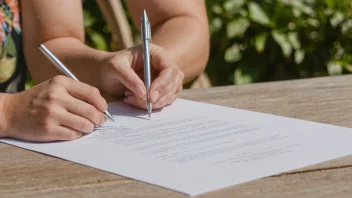 En person som signerer en kontrakt med en sommerbakgrunn, som symboliserer en sommeravtale.