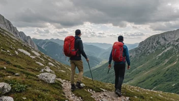 En person som bruker en gjetestav mens de går på fjellet