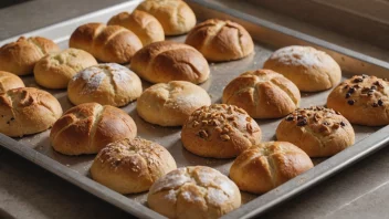 En bakteplate med en rekke bakevarer